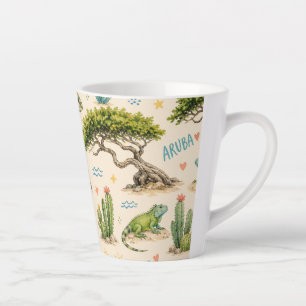 Tasse Latte Arbre divi d'Aruba, âne, iguane, cactus