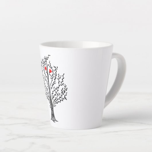 Tasse Latte Arbre et Coeurs (Angle droit)