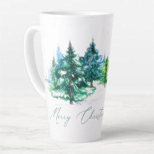 Tasse Latte Arbres à l'aquarelle 