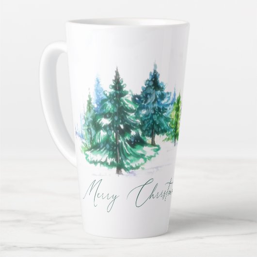 Tasse Latte Arbres à l'aquarelle  (Angle gauche)