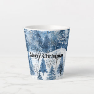 Tasse Latte Arbres de Noël Blue White Mountain