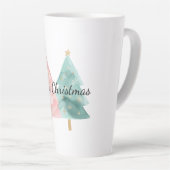 Tasse Latte Arbres de Noël verts roses (Angle droit)