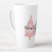 Tasse Latte Arbres de Noël verts roses (Angle gauche)
