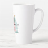 Tasse Latte Arbres de Noël verts roses étoiles d'or (Droite)