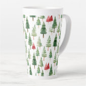 Tasse Latte Arbres de Noël verts rouges (Angle droit)