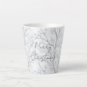 Tasse Latte Arbres d'hiver en argent Noël