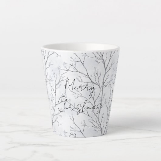 Tasse Latte Arbres d'hiver en argent Noël (Devant)