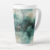 Tasse Latte Arbres verts dorés avec oiseaux Noël (Angle droit)