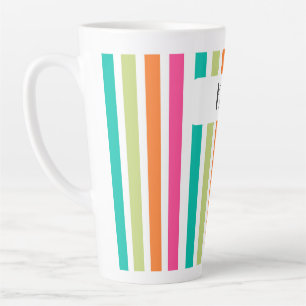 Tasse Latte Arc-en-ciel bandes verticales coloré rétro multico