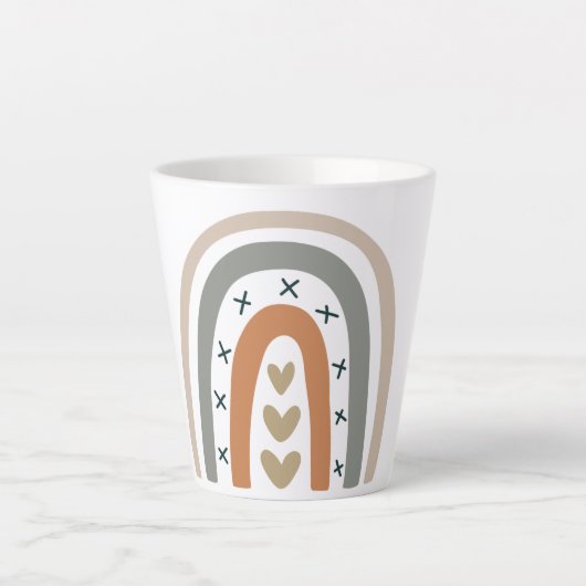 Tasse Latte Arc-en-ciel beige gris moderne blanc (Devant)