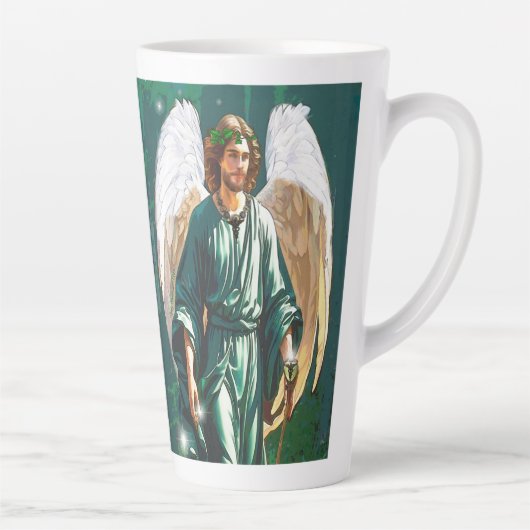 Tasse Latte Archangel Saint Raphael Healing Angel Prayer Green (Droite)