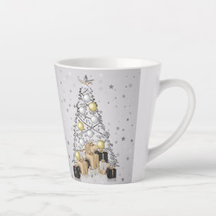 Tasse Latte Argent Gold et Arbre de Noël Noir
