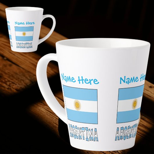 Tasse Latte Argentine Drapeau bleu Personnalisation