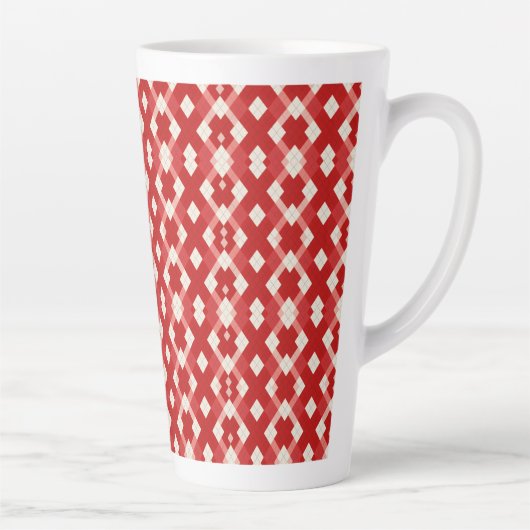 Tasse Latte Argyle, rouge blanc rose Saint-Valentin (Droite)