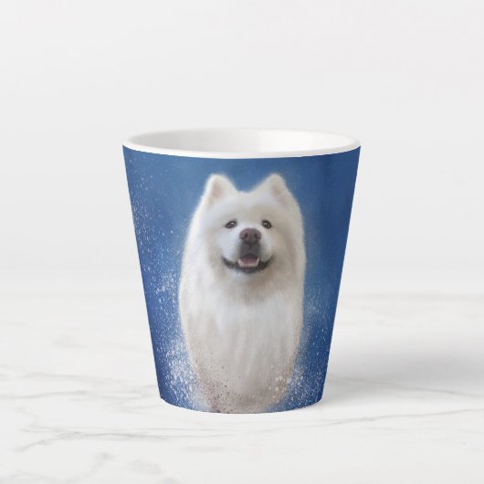 Tasse Latte Ari la collection Samoyed BLUE (Devant)