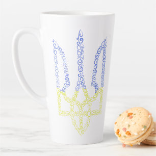 Tasse Latte Armoiries de l'Ukraine trident motif de la spirale