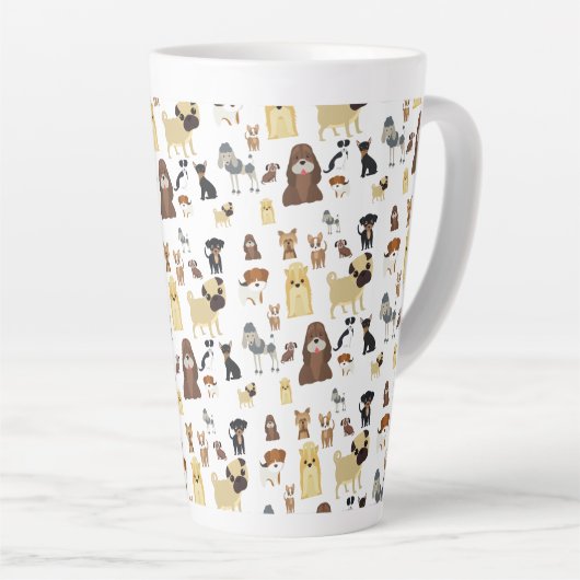 Tasse Latte arrière - plan blanc chien motif (Angle droit)