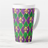 Tasse Latte Arrière - plan de bijoux Mardi Gras (Angle droit)
