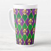 Tasse Latte Arrière - plan de bijoux Mardi Gras (Angle gauche)
