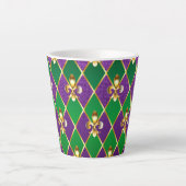 Tasse Latte Arrière - plan de bijoux Mardi Gras (Devant)