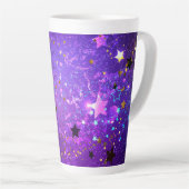 Tasse Latte Arrière - plan de feuille violet avec étoiles (Angle droit)