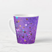 Tasse Latte Arrière - plan de feuille violet avec étoiles (Angle gauche)