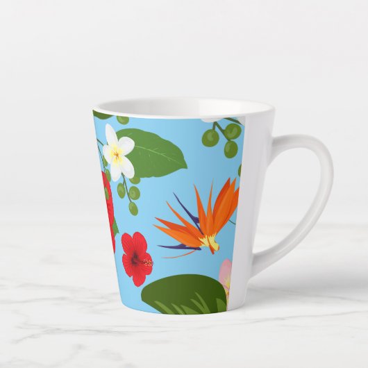 Tasse Latte Arrière - plan de fleurs tropicales 12 (Droite)