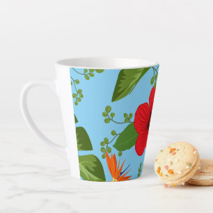 Tasse Latte Arrière - plan de fleurs tropicales 12