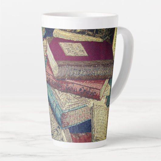 Tasse Latte Arrière - plan de livres vintages (Angle droit)