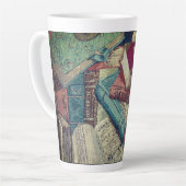 Tasse Latte Arrière - plan de livres vintages (Angle gauche)