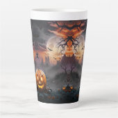 Tasse Latte Arrière - plan d'Halloween en tons orange et gris (Devant)