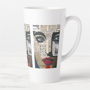 Tasse Latte Art abstrait   Art textuel numérique du visage d'u