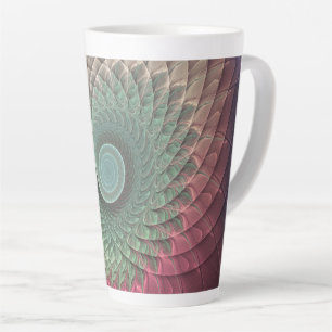 Tasse Latte Art abstrait d'escargot moderne coloré fractal