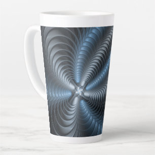 Tasse Latte Art abstrait moderne fractal bleu gris plastique 3