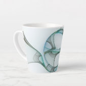 Tasse Latte Art Abstrait moderne Fractal Bleu Turquoise Gris (Angle gauche)