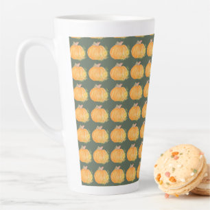 Tasse Latte Art aquarelle de citrouille d'automne