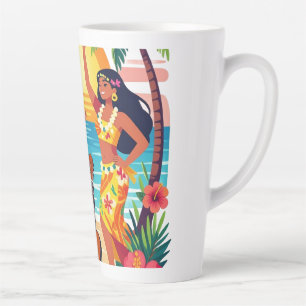 Tasse Latte Art de danse tropicale coucher de soleil hula hawa