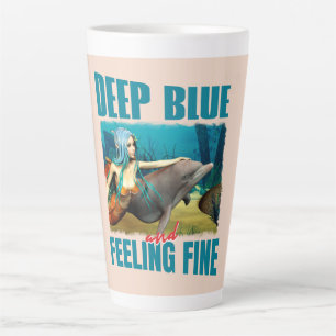 Tasse Latte Art de dauphin sirène bleu profond et se sentant b