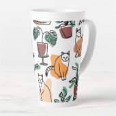 Tasse Latte Art de trait dessin chats et fleurs (Angle droit)