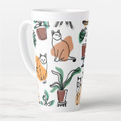 Tasse Latte Art de trait dessin chats et fleurs (Angle gauche)