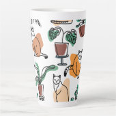 Tasse Latte Art de trait dessin chats et fleurs (Devant)