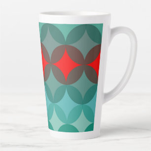 Tasse Latte art déco inspiré turquoise & rouge abstrait