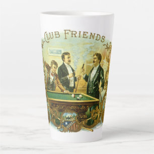 Tasse Latte Art d'étiquette de cigare vintage, Club Friends Bi