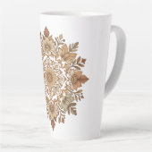 Tasse Latte Art floral mandala complexe tons bruns (Angle droit)