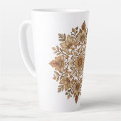 Tasse Latte Art floral mandala complexe tons bruns (Angle gauche)
