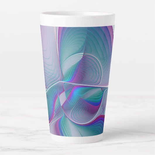 Tasse Latte Art Fractal Abstrait rose bleu turquoise (Devant)