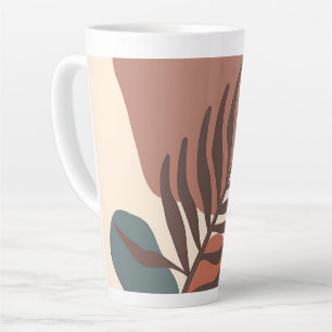 Tasse Latte Art minimaliste feuille de palmier abstraite