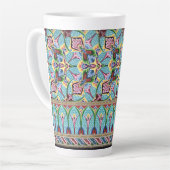 Tasse Latte Art nouveau abstrait motif coloré textile art (Angle gauche)
