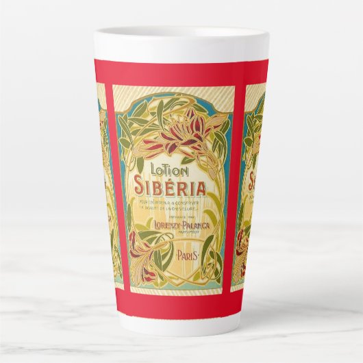 Tasse Latte Art nouveau floral beauté lotion Siberia étiquette (Devant)