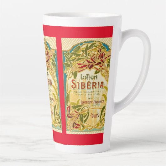 Tasse Latte Art nouveau floral beauté lotion Siberia étiquette (Droite)